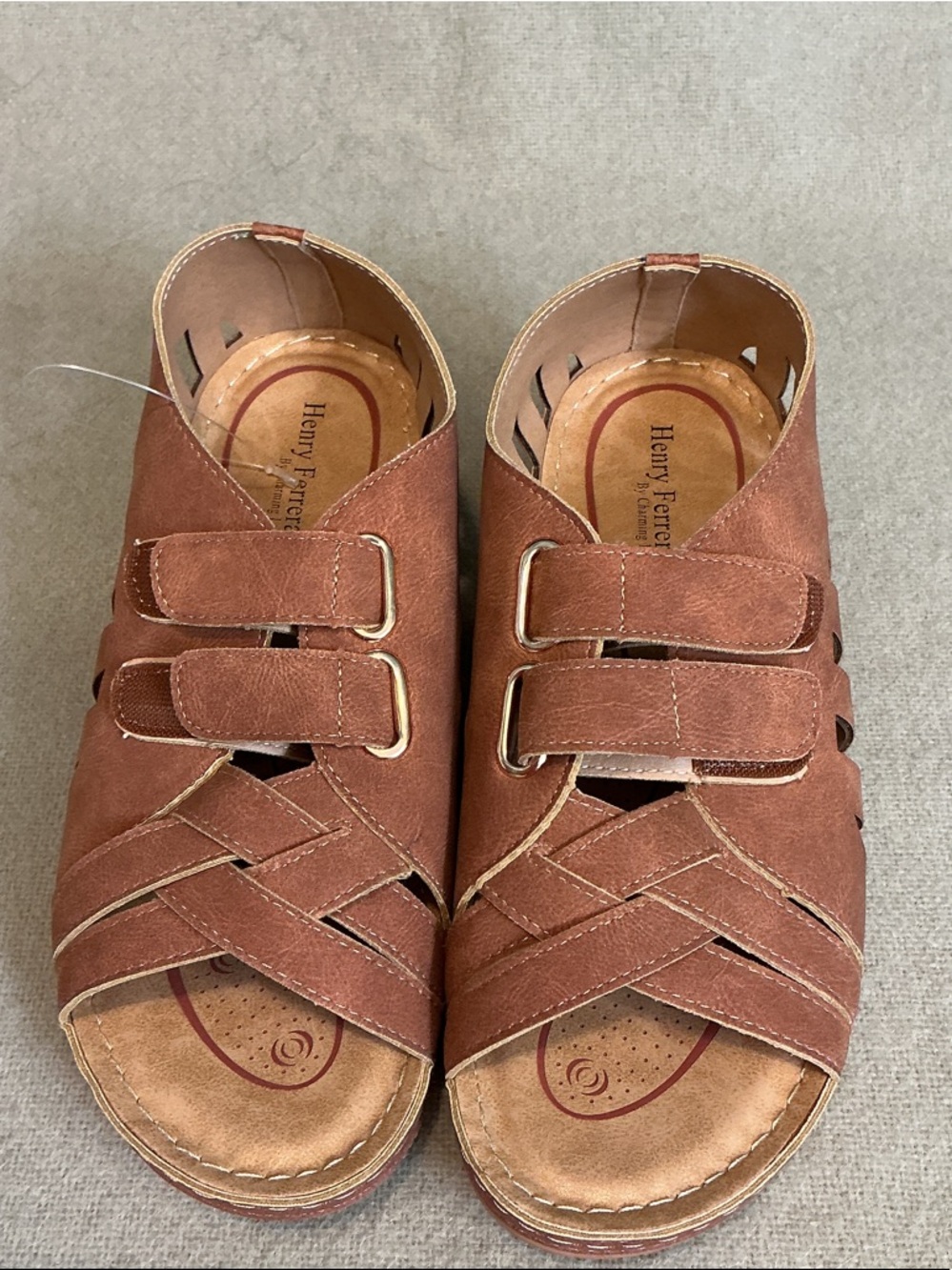 Henry Ferrera Brown Suede Double-Strap Woven Mules